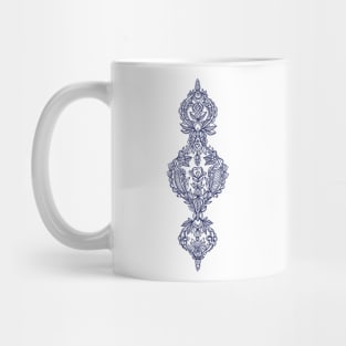 Navy Doodle on Grey Mug